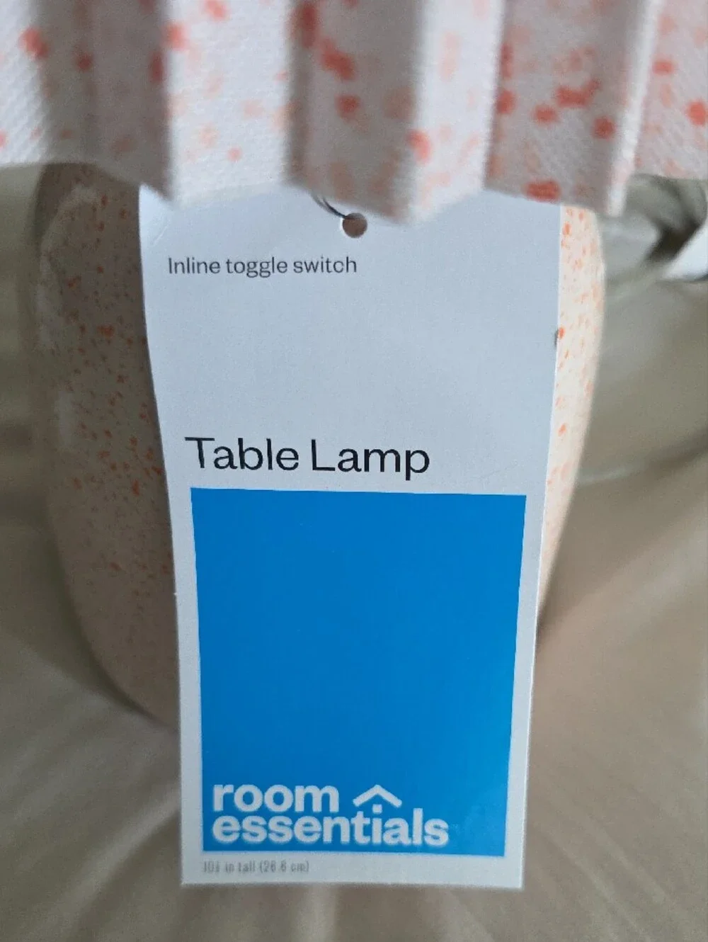 Room Essentials Cream Ceramic Lamp Set Of Two with Peach Speckled Shade
